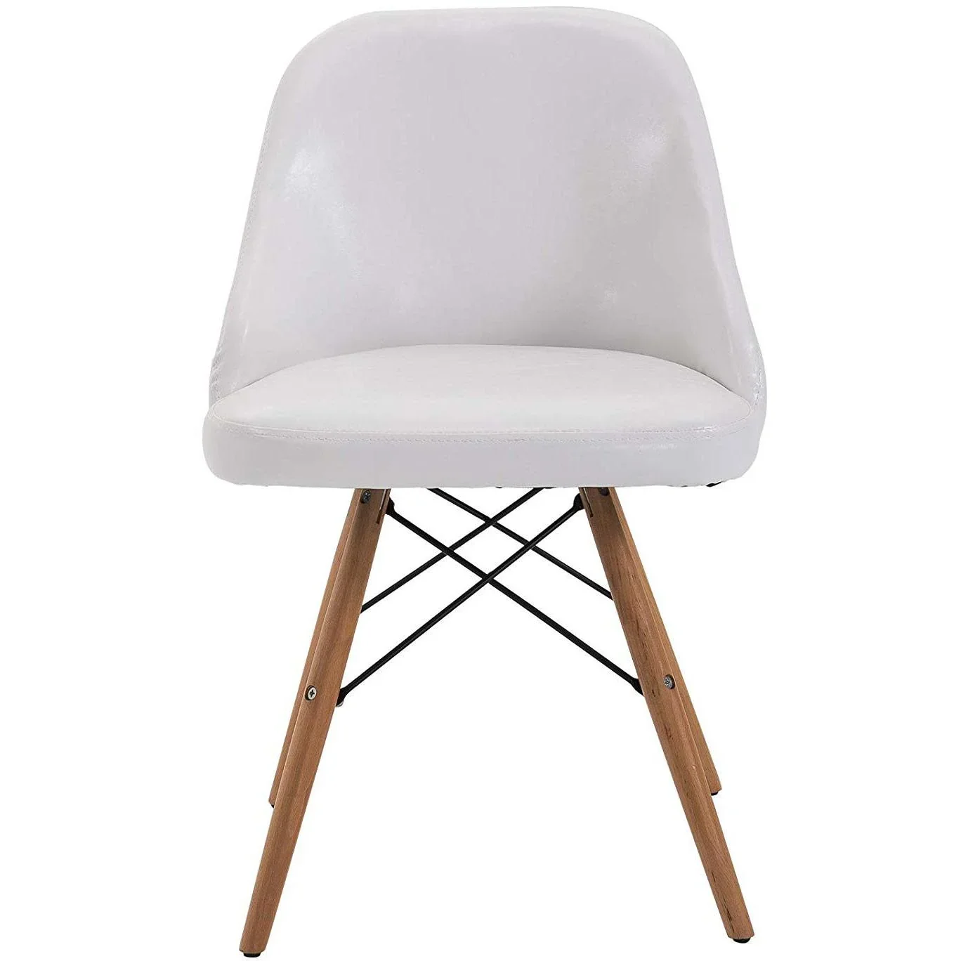 2er-Set Relaxsessel Loungesessel Cocktailsessel Polstersessel Stuhl PU + Metall + Buchenholz Weiß 49 x 47,5 x 76 cm - 3
