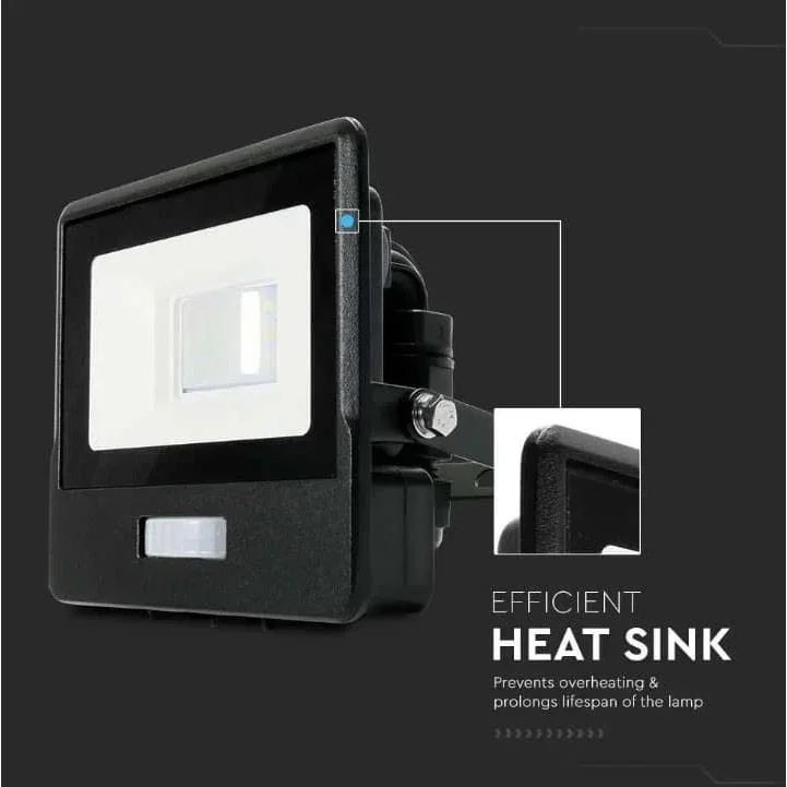 VT-118S LED-Flutlicht mit Sensor - 10 W - 735 Lm - 4000K - Schwarz - 6