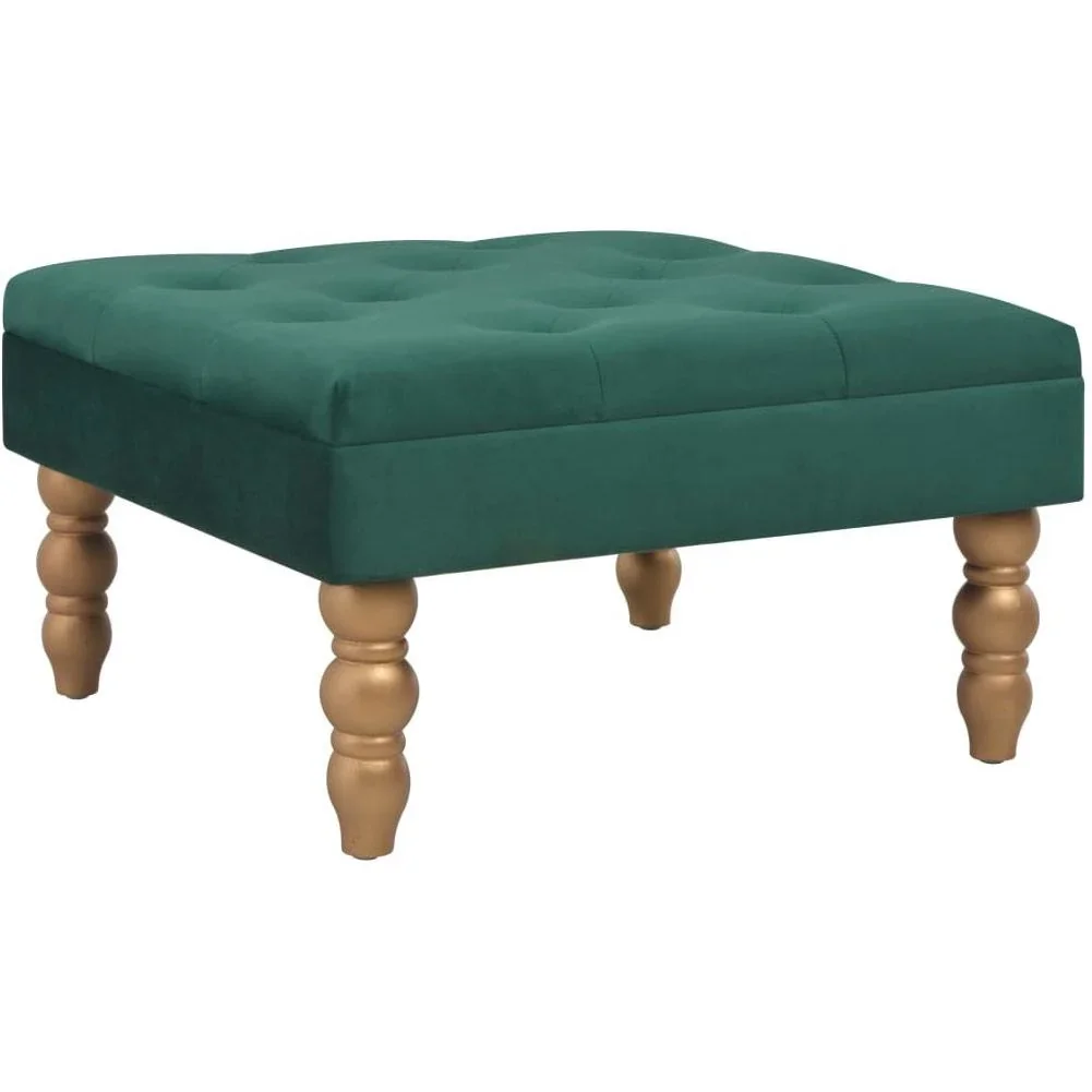 Hocker 60x60x36 cm Samt dunkelgrün - 0