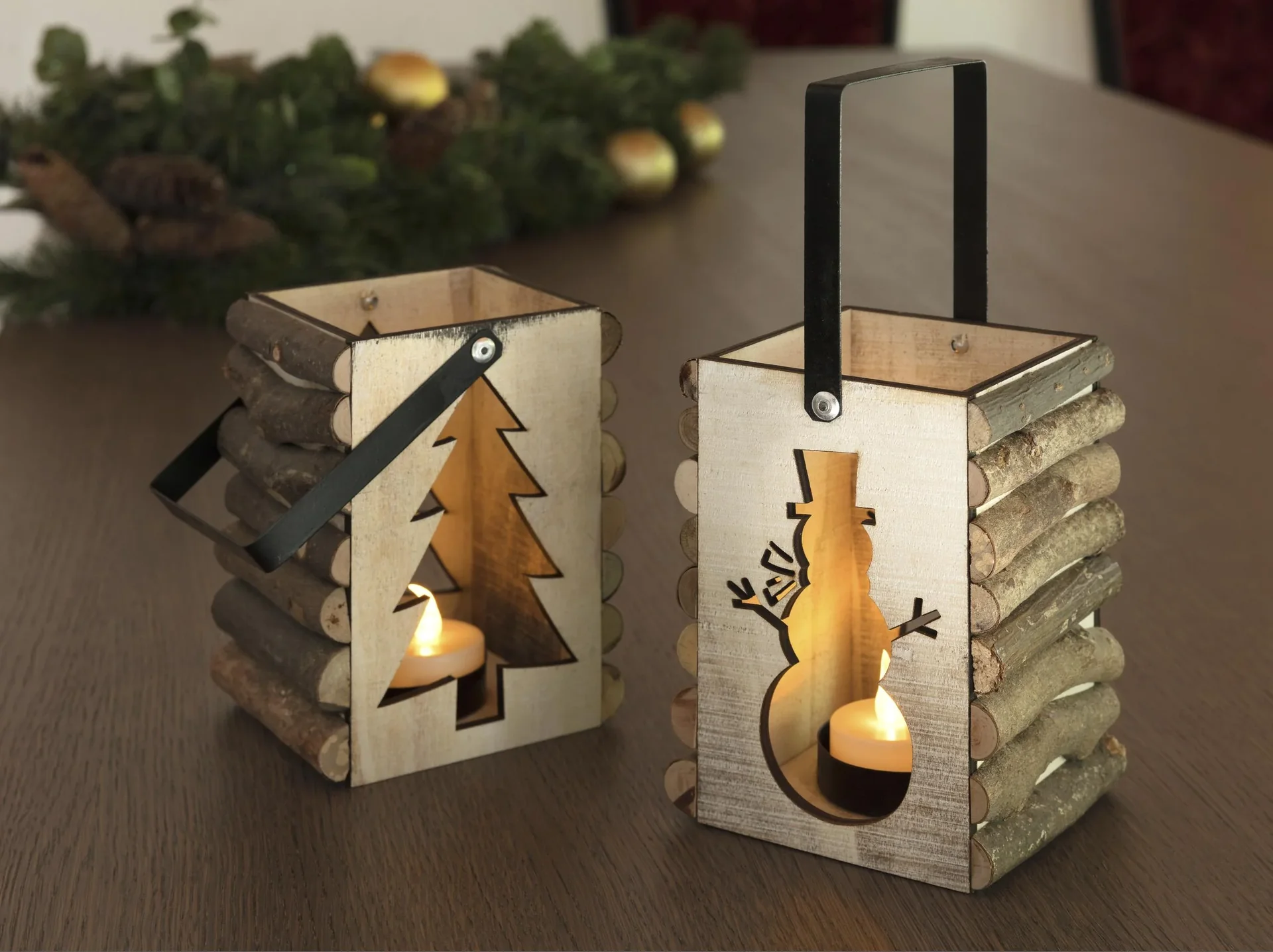 LED Holzleuchter Tannenbaum - 0