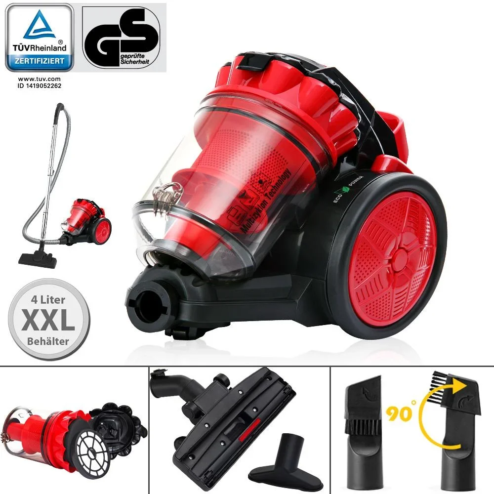 Staubsauger - max. 900 Watt - Eco Power - Multi Zyklon Rot - 2