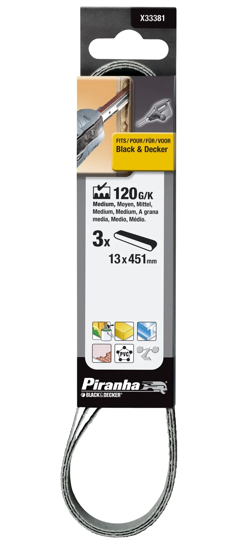 Schleifbänder K60 für Powerfeile KA900E, 13 x 455mm, 3er Set - 3