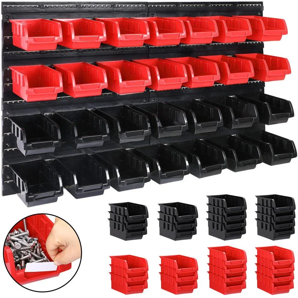 Werkzeugwand mit Stapelboxen und Werkzeughalter 43tlg. - 2 Wandteller 54x47,5x1,8 cm - 0