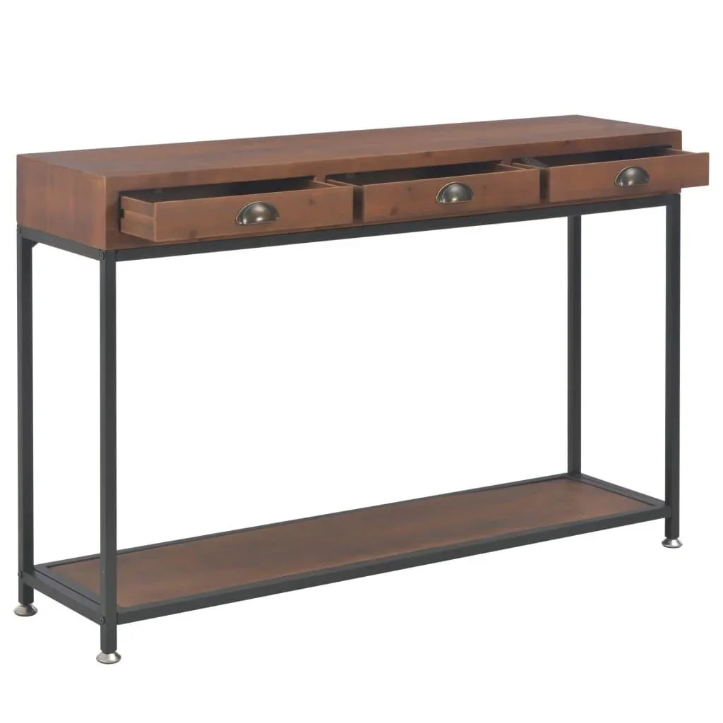 Wandtisch mit 3 Schubladen 120x30x76 cm Kiefer massiv - 0