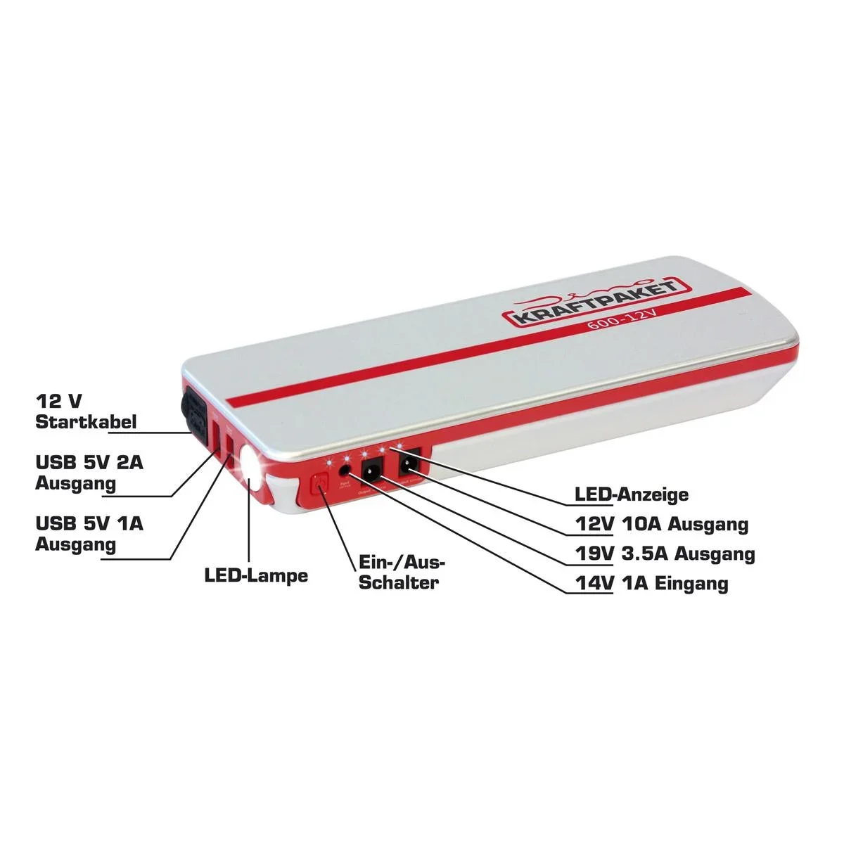 Starthilfe 12 Volt 18.000 mAh 600 A - 10