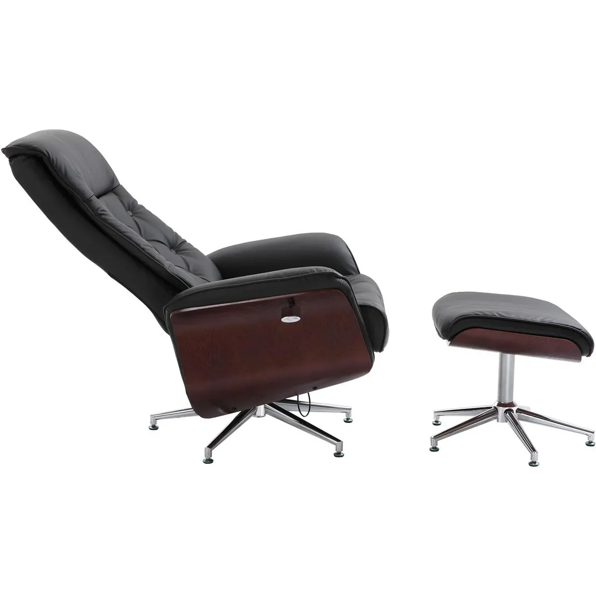 Chesterfield Sessel mit Hocker schwarz - 6
