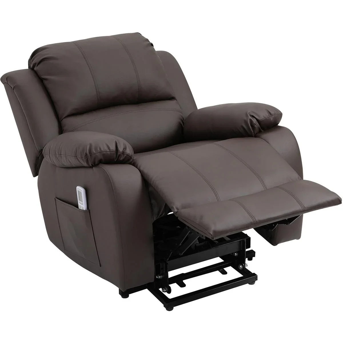 Massagesessel Aufstehhilfe, Relaxsessel, Fernsehsessel mit Massagefunktion, Liegefunktion, Stahl+Holz+PU+Schaumstoff, Br - 2