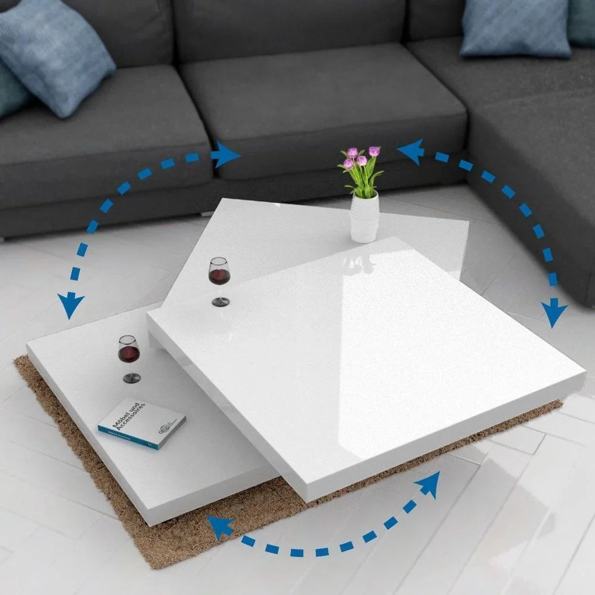 Couchtisch weiß | 3 Schichten | 360° dr - 1