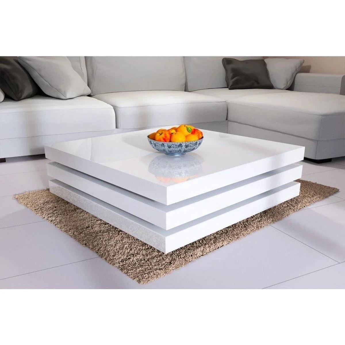 Couchtisch weiß | 3 Schichten | 360° dr - 3
