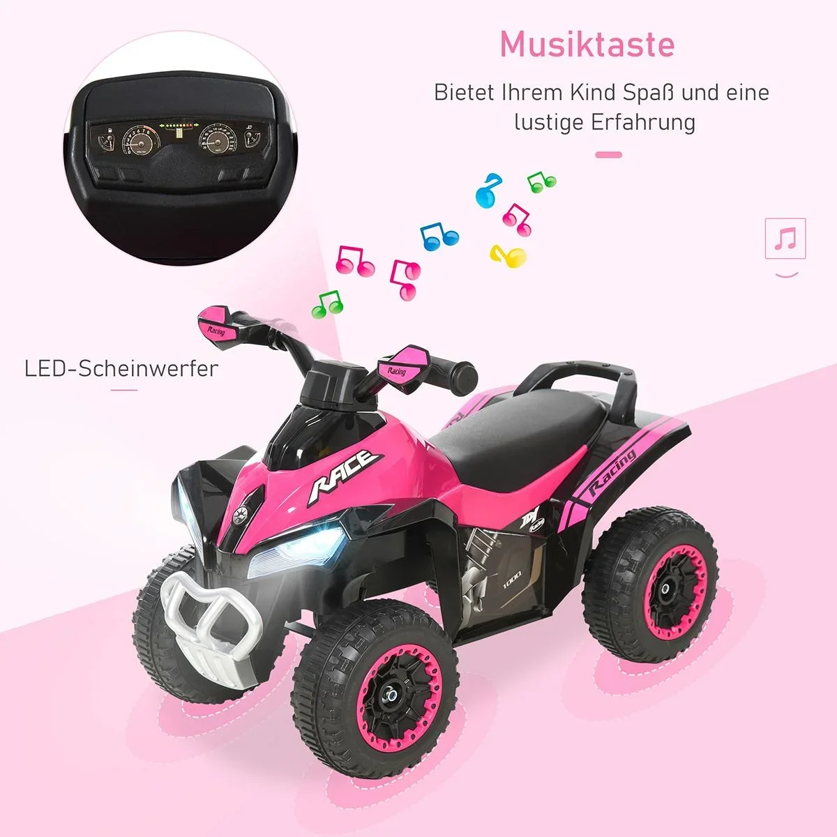 Rutscherfahrzeug mit Licht und Musik gelb - 3