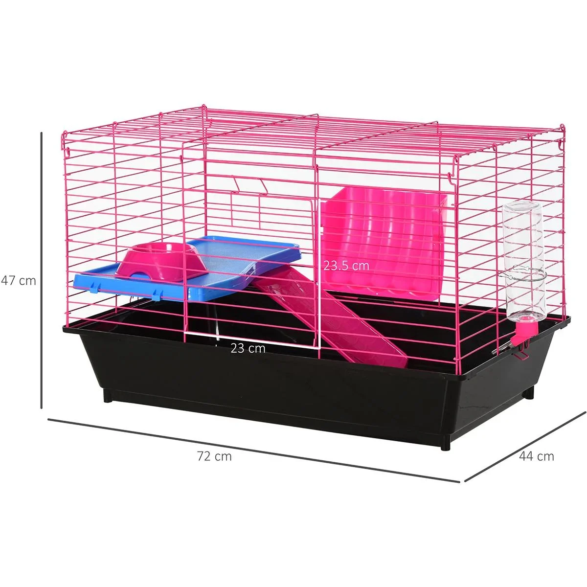 Kleintierkäfig mit Zubehör blau/pink - 5