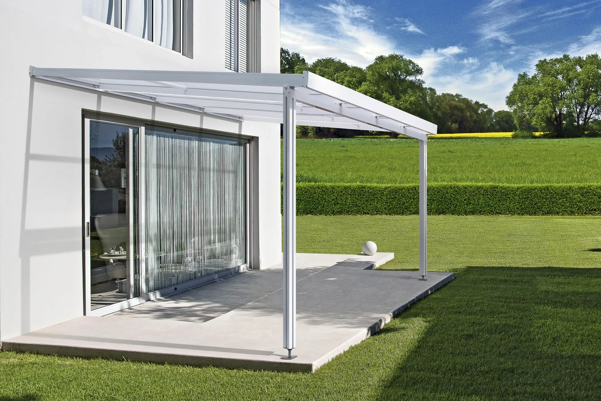 Terrassendach Premium, weiß, 4102 x 4060 mm - Klima blue - 2