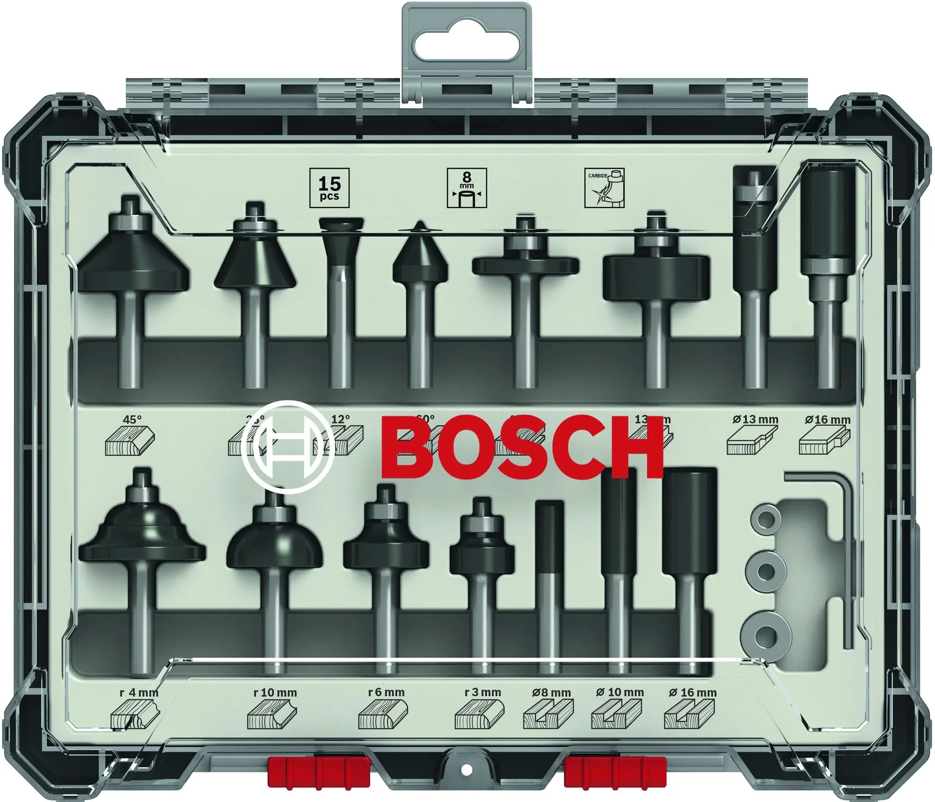 Mixed Fräser Set 8 mm Schaft, 15-teilig - 2