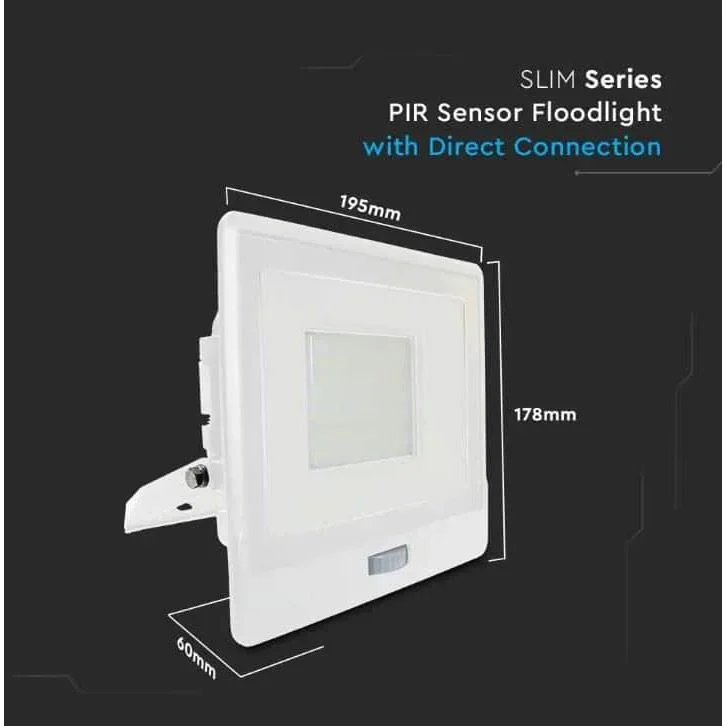 VT-158S LED-Flutlicht mit Sensor - 50 W - 4000 Lm - 3000K - Weiß - 4