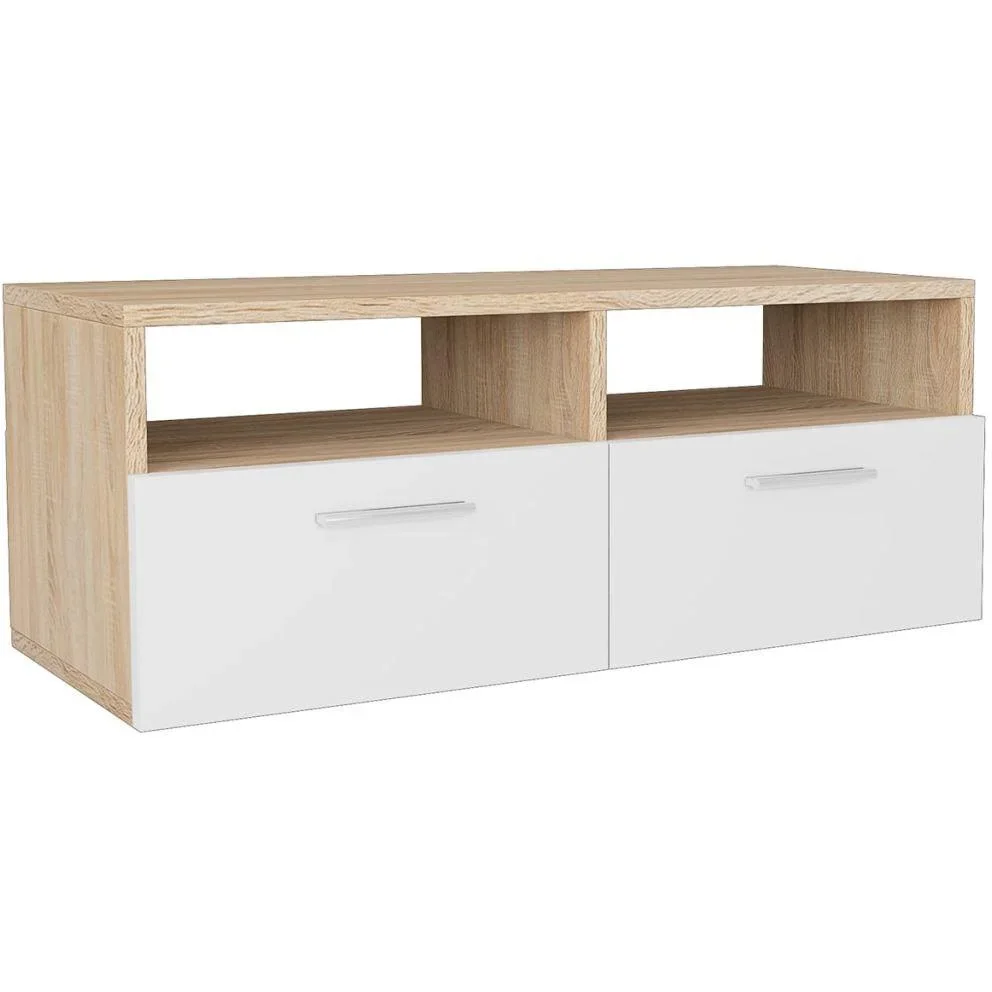 TV-Möbel 95x35x36 cm Spanplatte Eiche Farbe weiß 2 Stück - 1