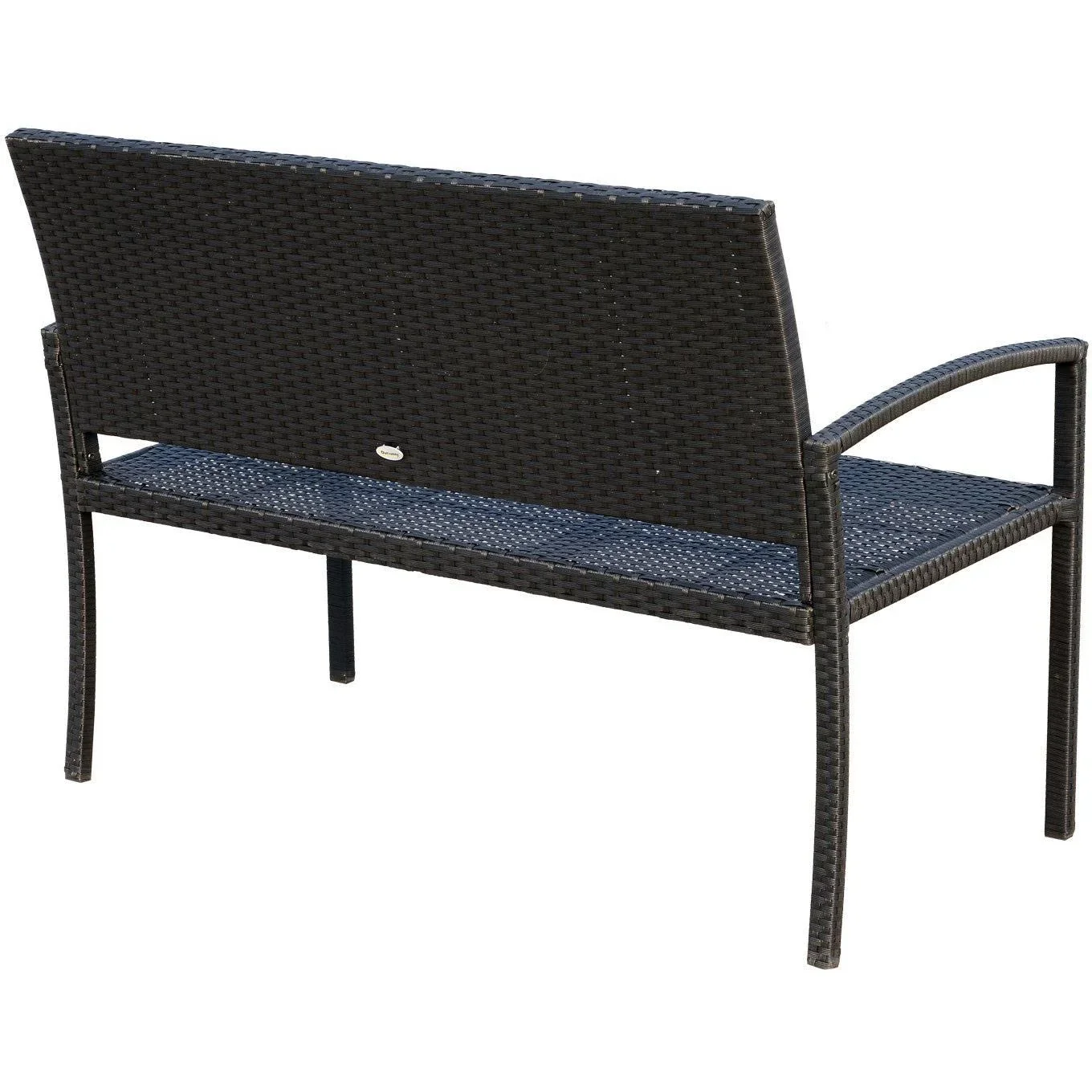Polyrattan Gartenbank Sitzbank 2-Sitzer Stahl Schwarz - 1