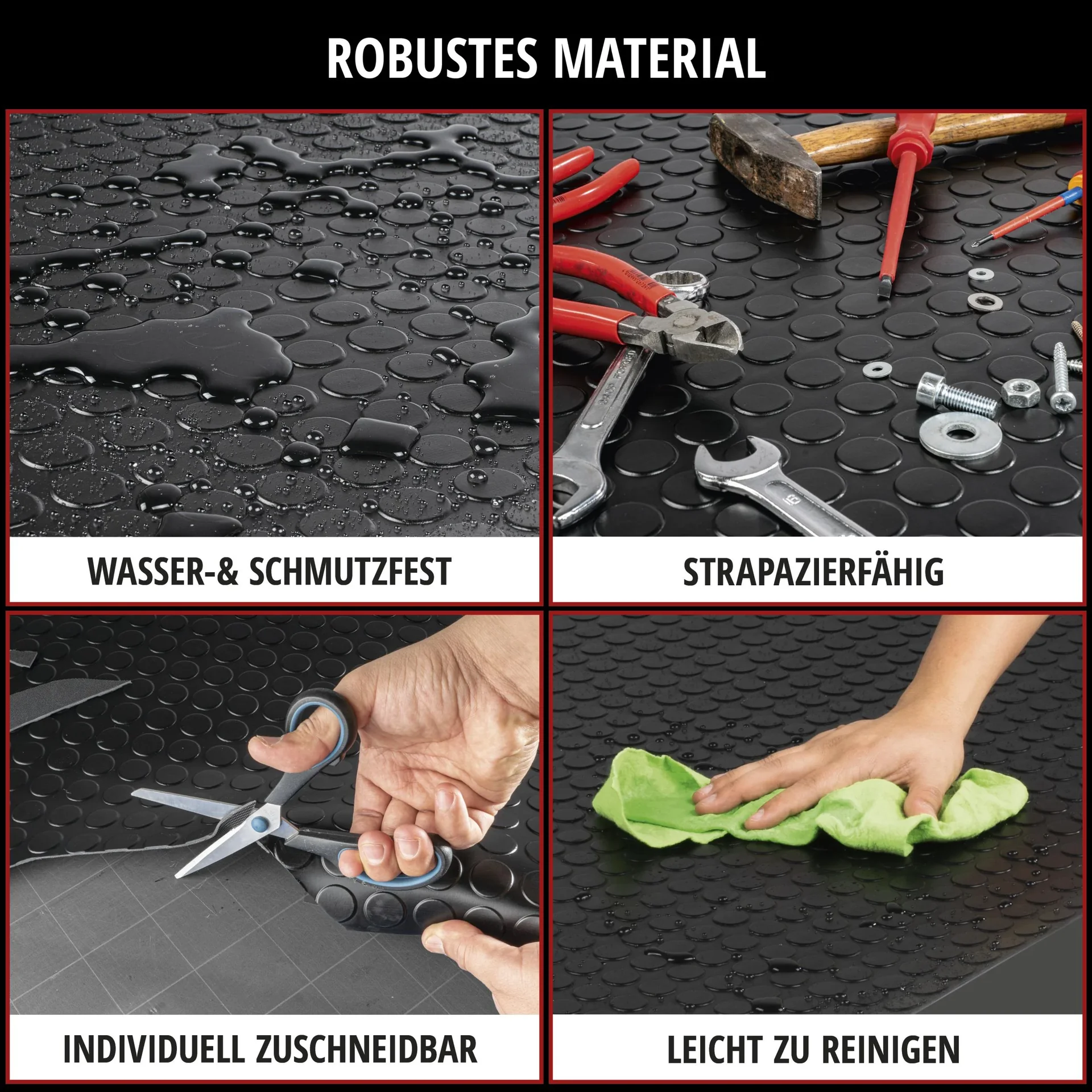 Kofferraummatte, Gummimatte Coin, zuschneidbare Meterware 100x150 cm schwarz - 2