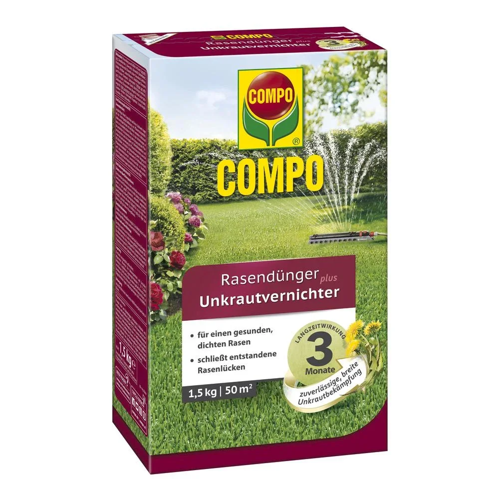 Rasendünger mit Unkrautvernichter, 1,5 kg für 50 m² - 0