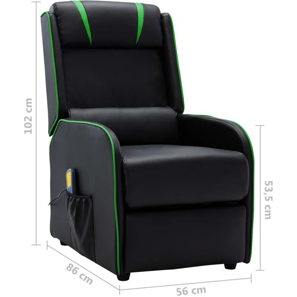 Massagesessel verstellbar Kunstleder schwarz und grün - 2