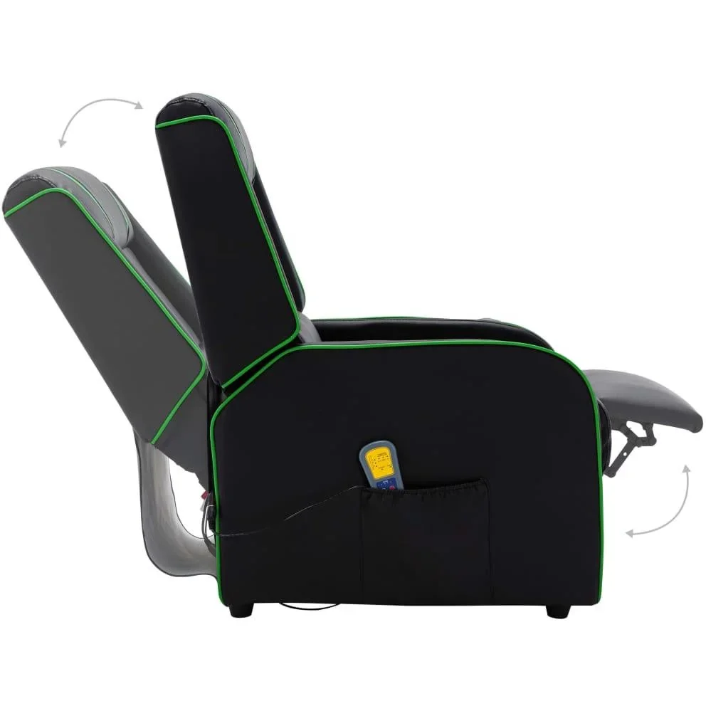 Massagesessel verstellbar Kunstleder schwarz und grün - 3