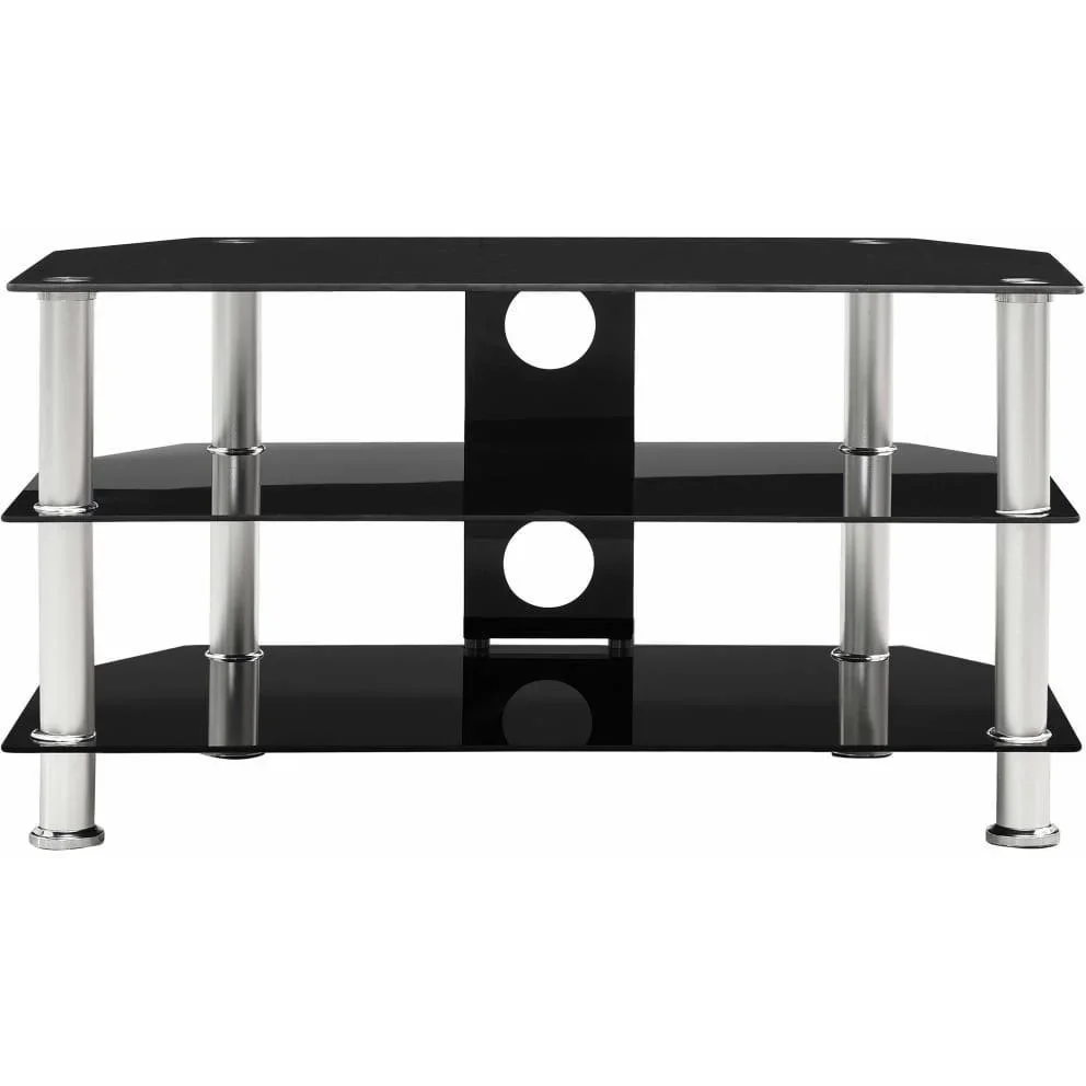 TV-Schrank 75x40x40 cm gehärtetes Glas schwarz - 1