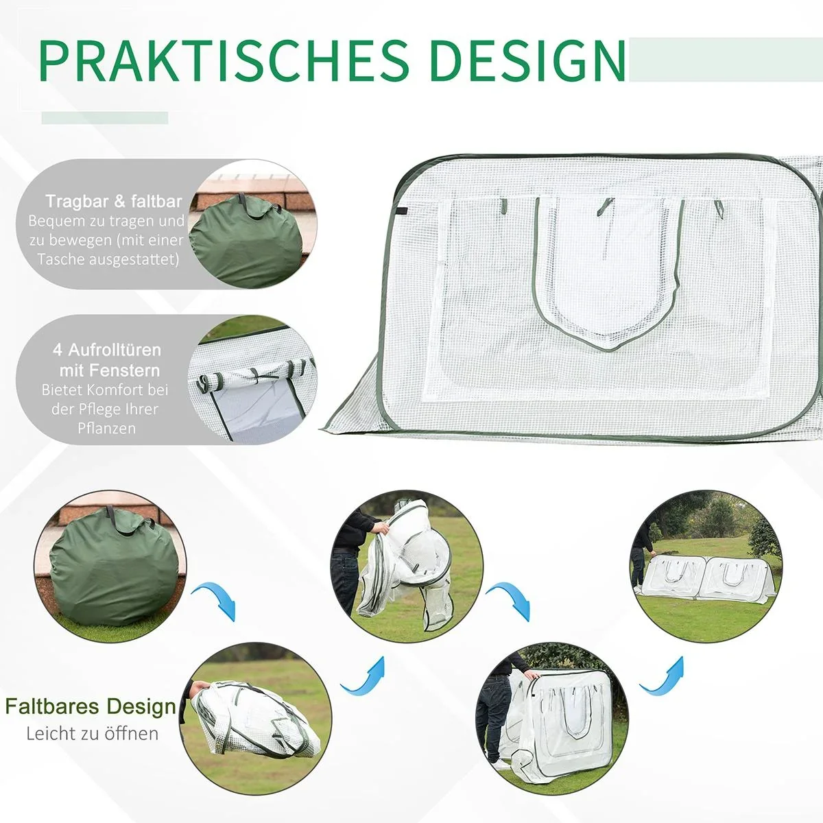 Pop up-Gewächshaus mit Tragetasche weiß - 7