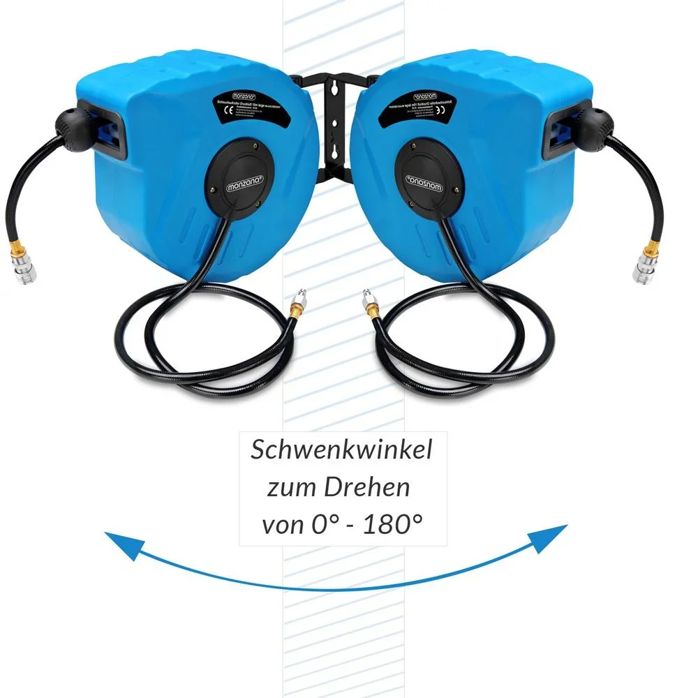 Druckluft-Schlauchaufroller 10m Schnellkupplung 1/4" - 1