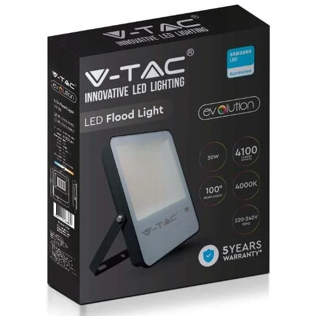 VT-52 LED-Flutlicht - 50 W - 6850 Lm - 6500K - schwarz - Extra effizient - 6