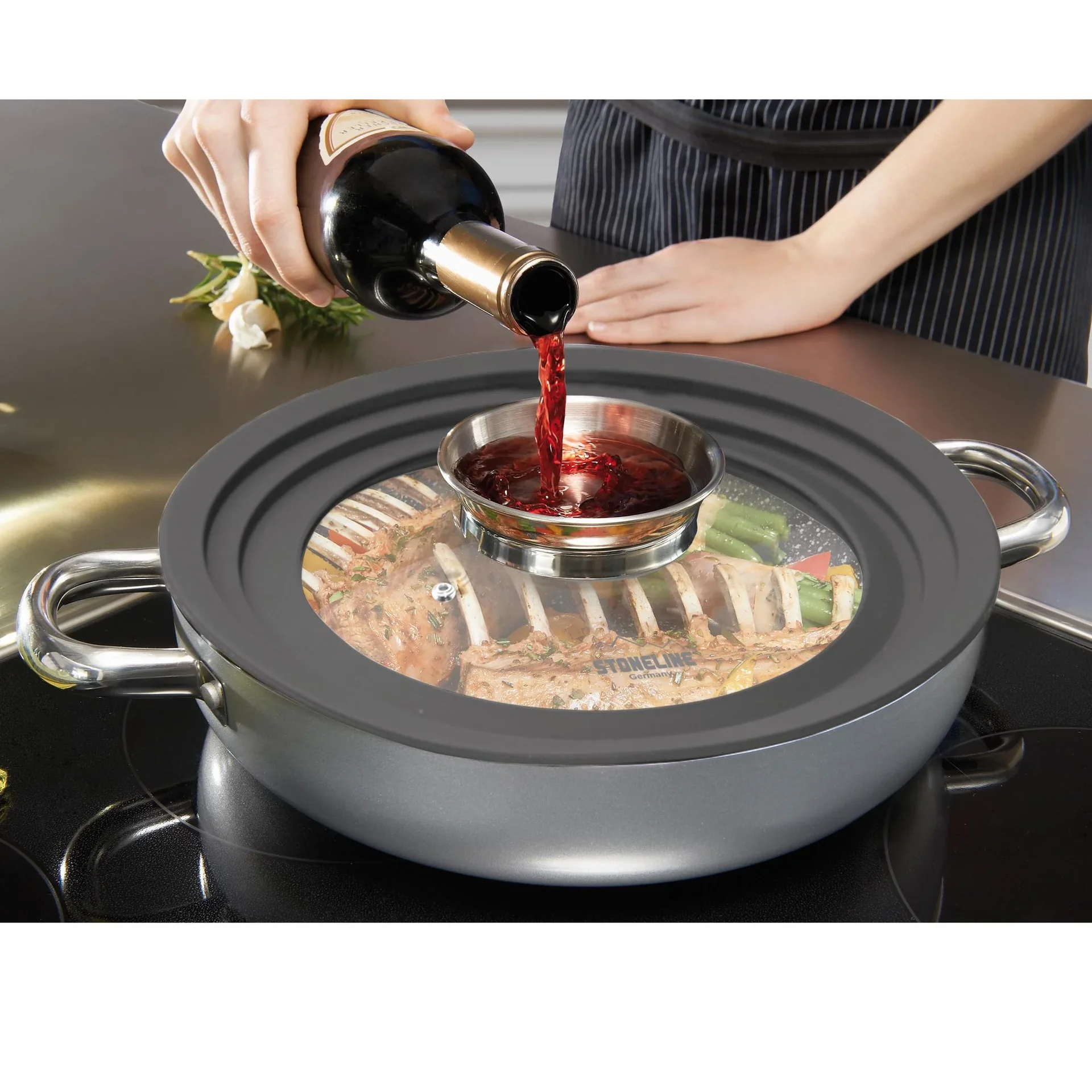 Universal-Glasdeckel mit Silikonrand und Aromaknopf für 16/18/20 cm - Für die Aroma-Küche! - 2