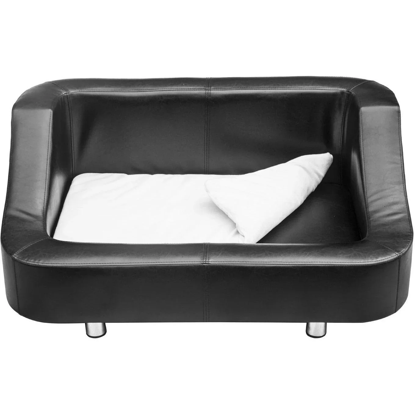 Luxus Hundesofa Hundebett Kunstleder schwarz-weiss - 3