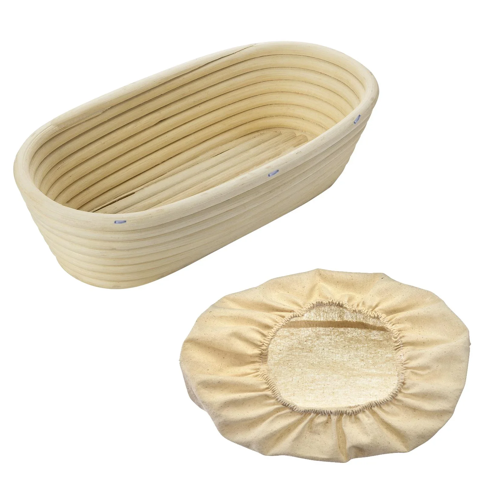 Set Gärkorb Peddigrohr mit Baumwollbezug oval - 2