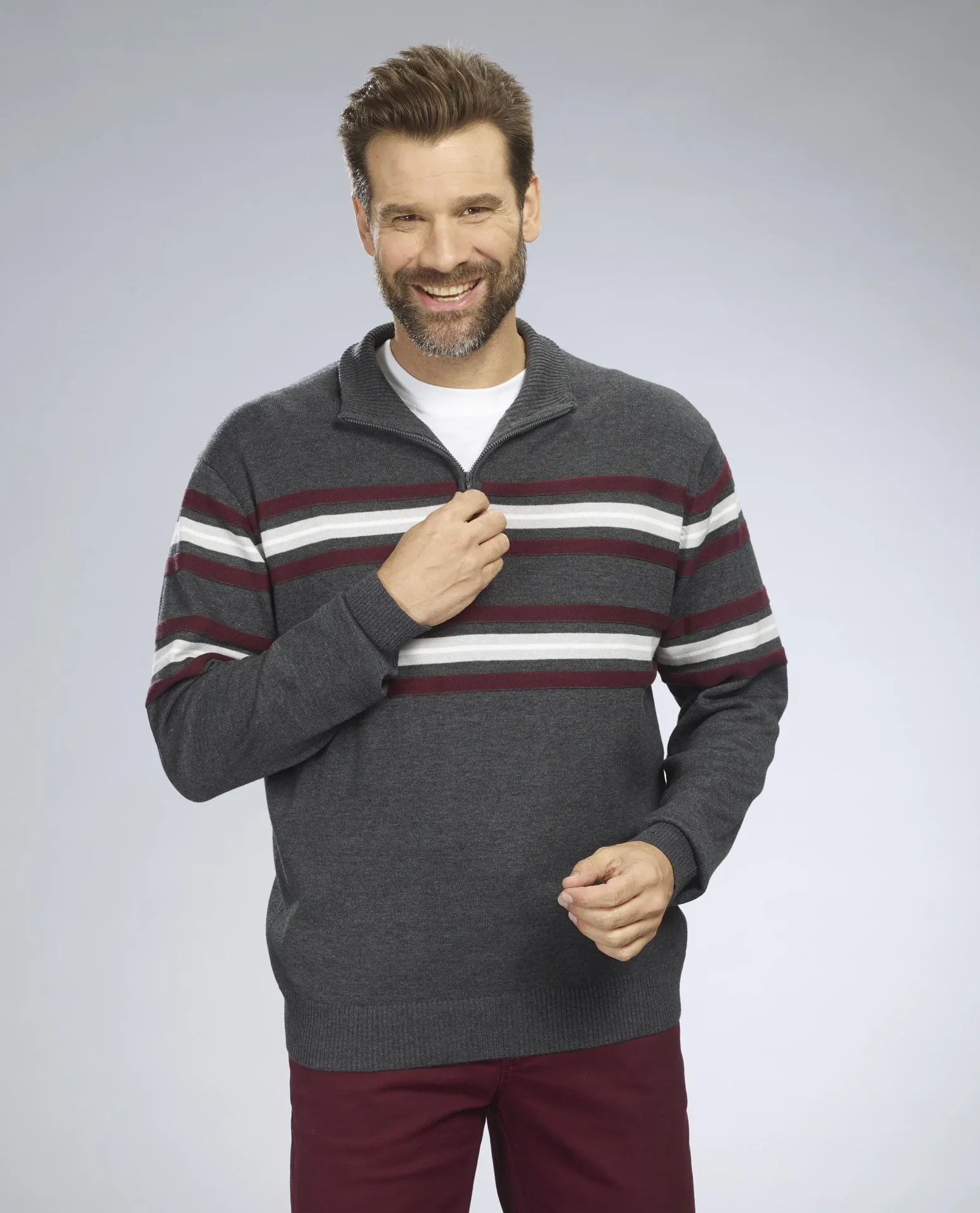 Pullover mit Streifen, Farbe anthra, Gr.M - 2