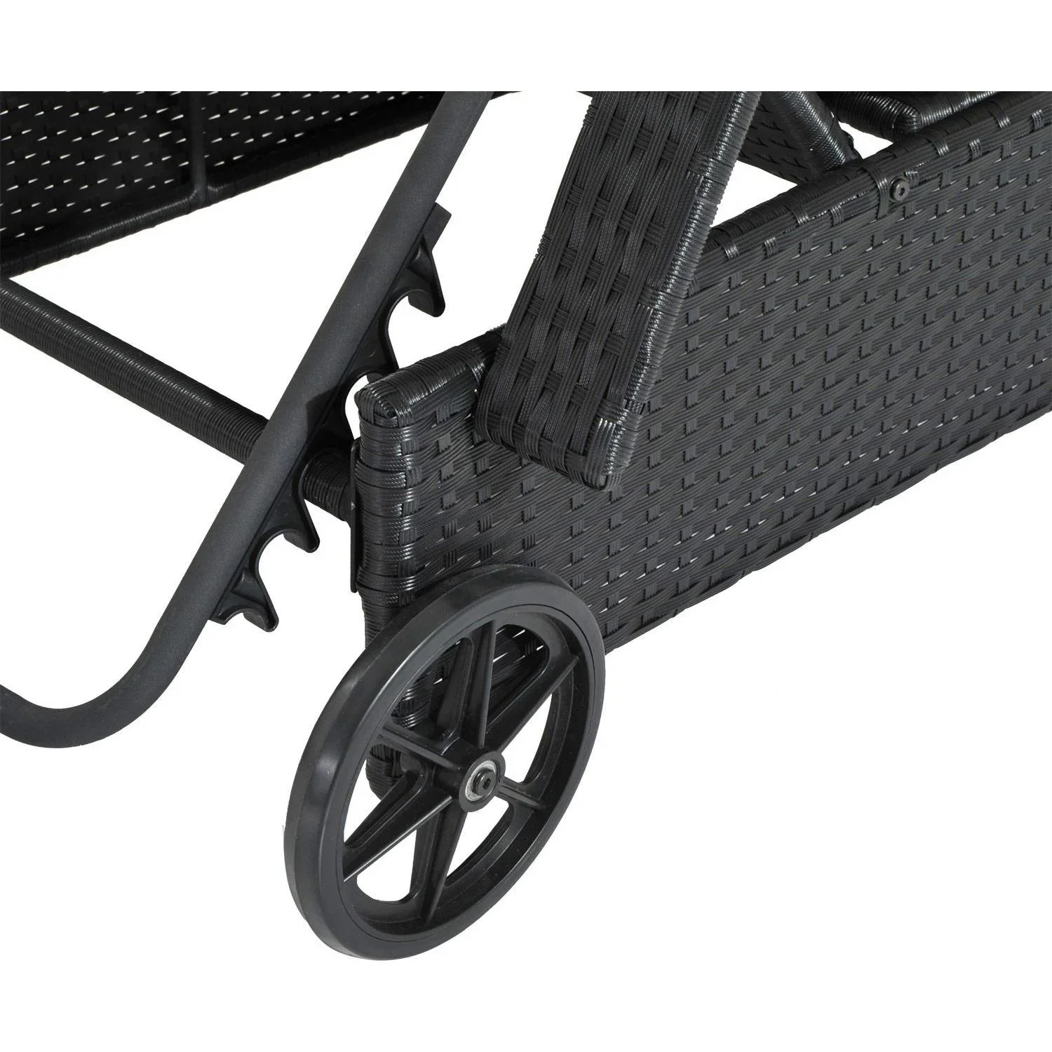 Mobile Gartenliege schwarz Rattanliege Polyrattan - 0