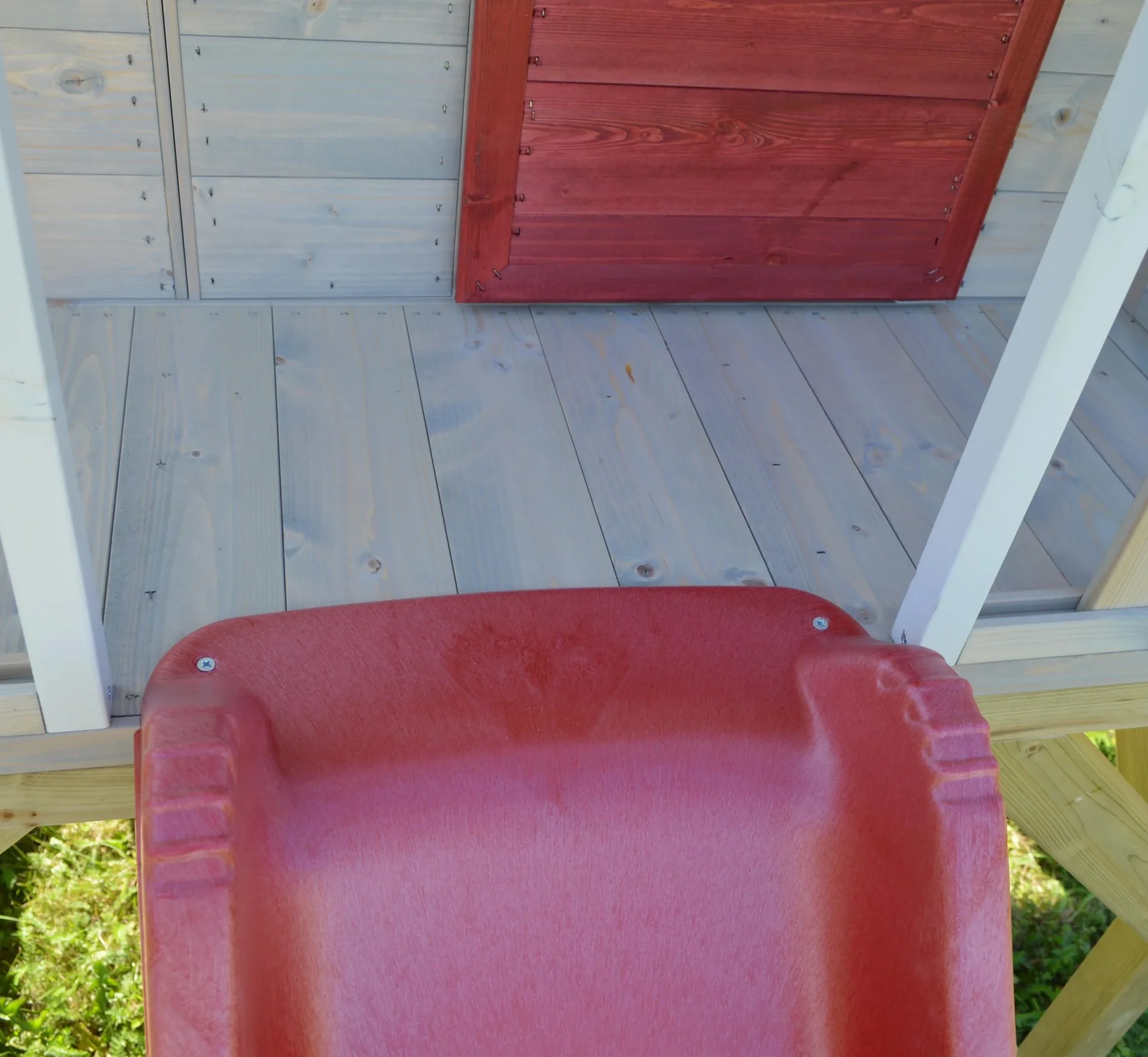 Holz Spielhaus Frosch rot-weiss, 280x197x242 cm - 3
