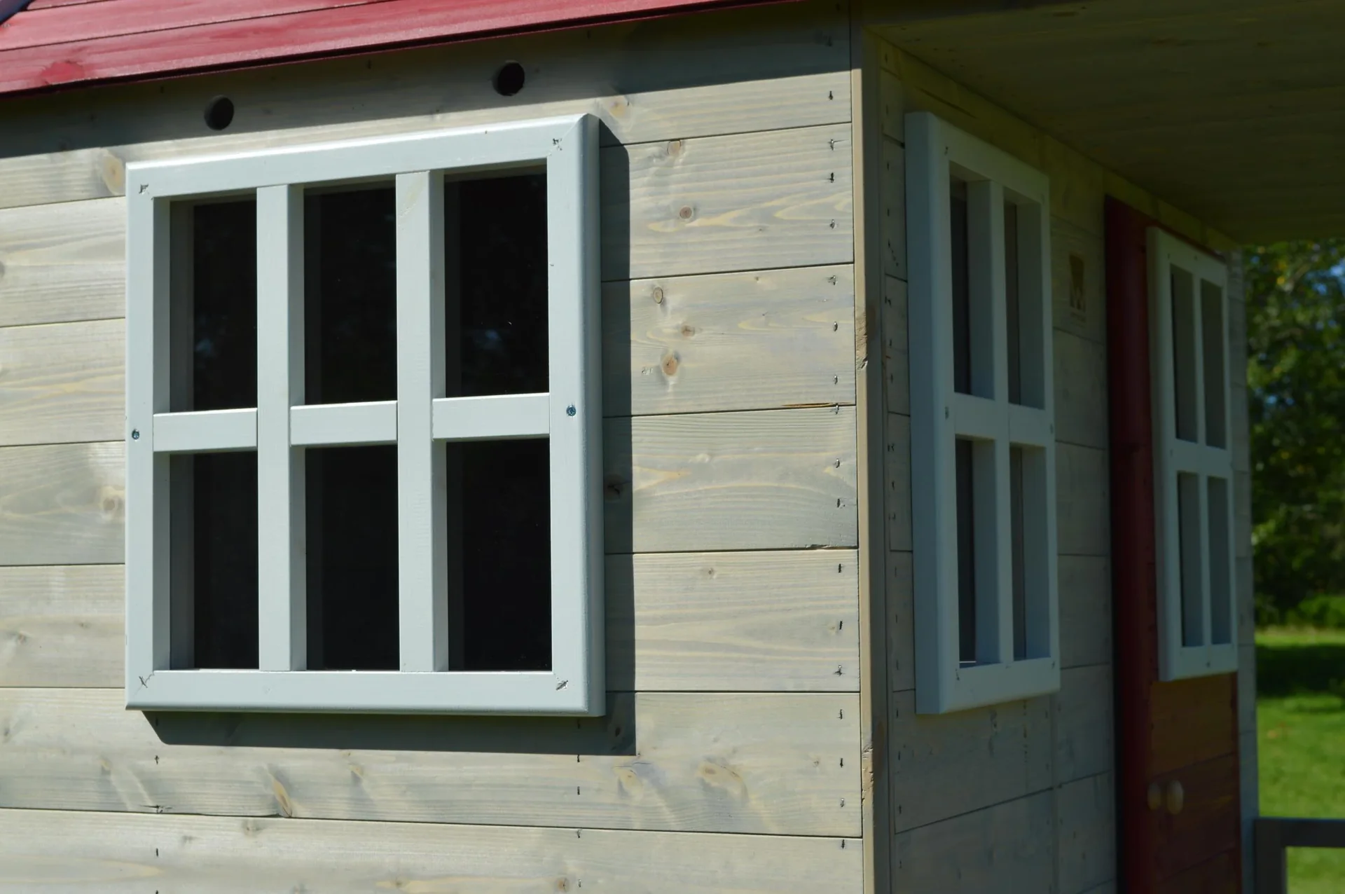 Holz Spielhaus Frosch rot-weiss, 280x197x242 cm - 6
