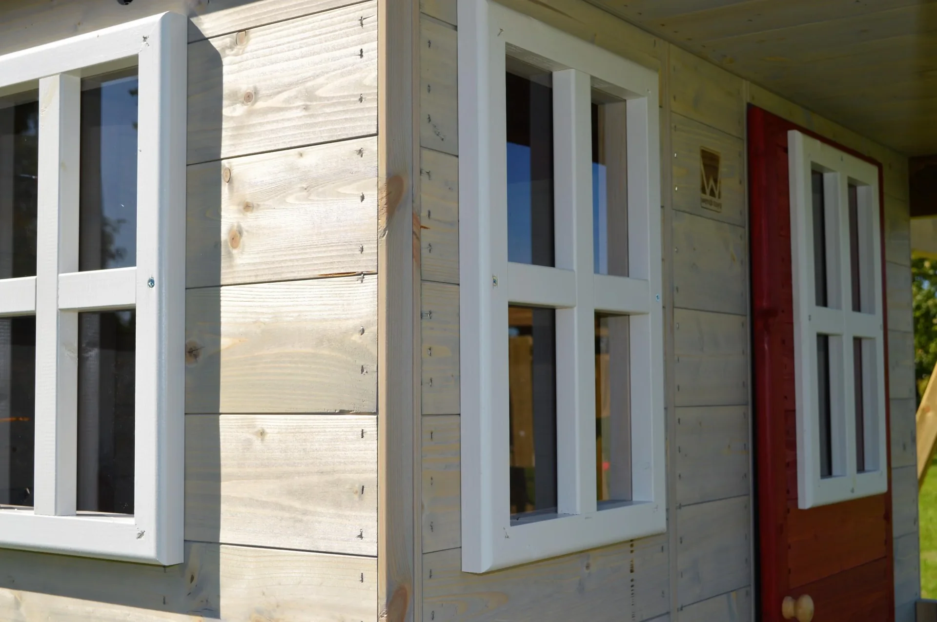 Holz Spielhaus Frosch rot-weiss, 280x197x242 cm - 7