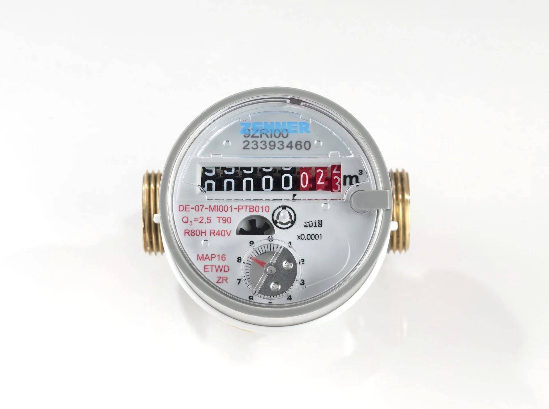 Einstrahl Wohnung Wasserzähler für Warmwasser QN 1,5/ R 1/2"/ 110 mm - 1