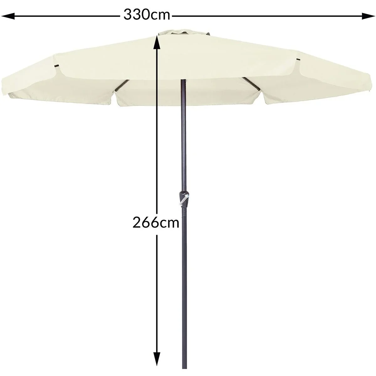 Sonnenschirm mit Drehmechanismus beige Ø330cm mit UV-Schutz 40+ - 3