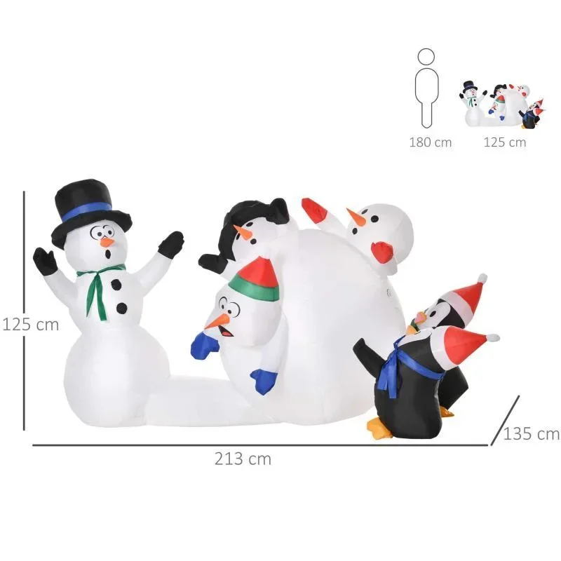 aufblasbarer Schneemann mit LED-Leuchten Weihnachten Schneemann - 2