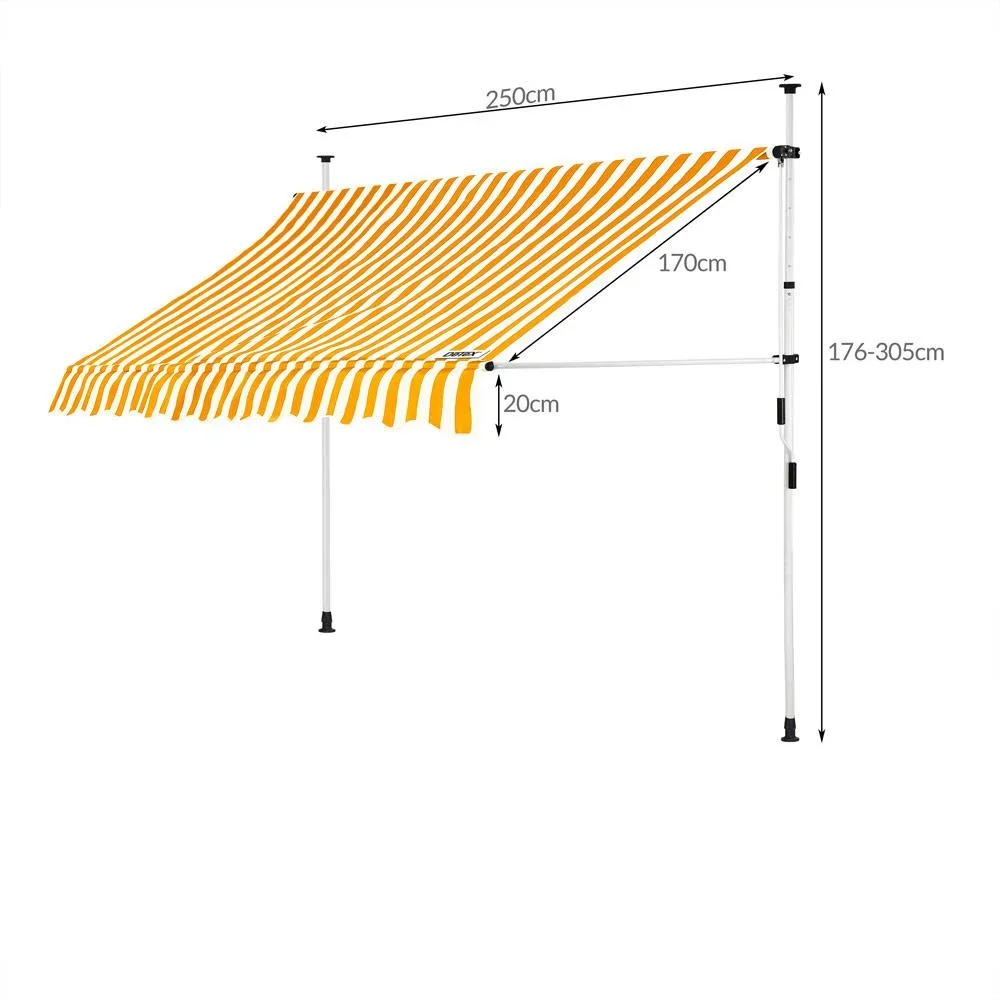 Klem Sonnensegel gelb/weiß 250cm - 0