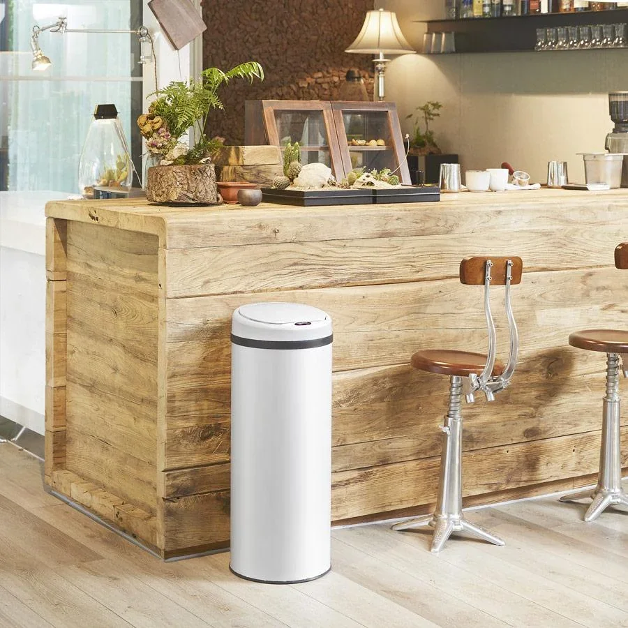 Sensor-Mülleimer Edelstahl weiß 40 Liter - 3