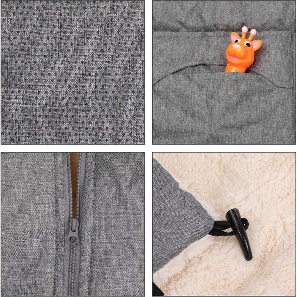Kinderwagenfußsack Grau | Teddy | Kinderwagenfußsack Grau | Maxi-Cosi | mit Aufbewahrungstasche - 6