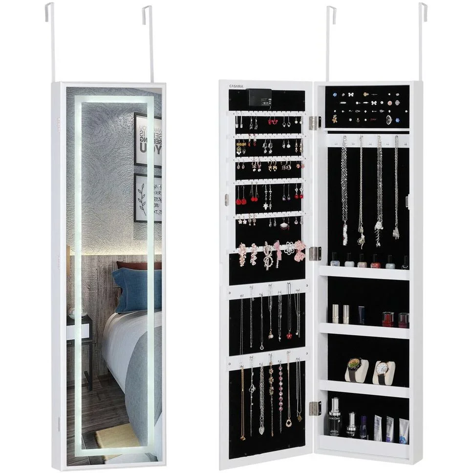 LED-Schmuckschrank weiß 31,5x9x110cm hängend - 0