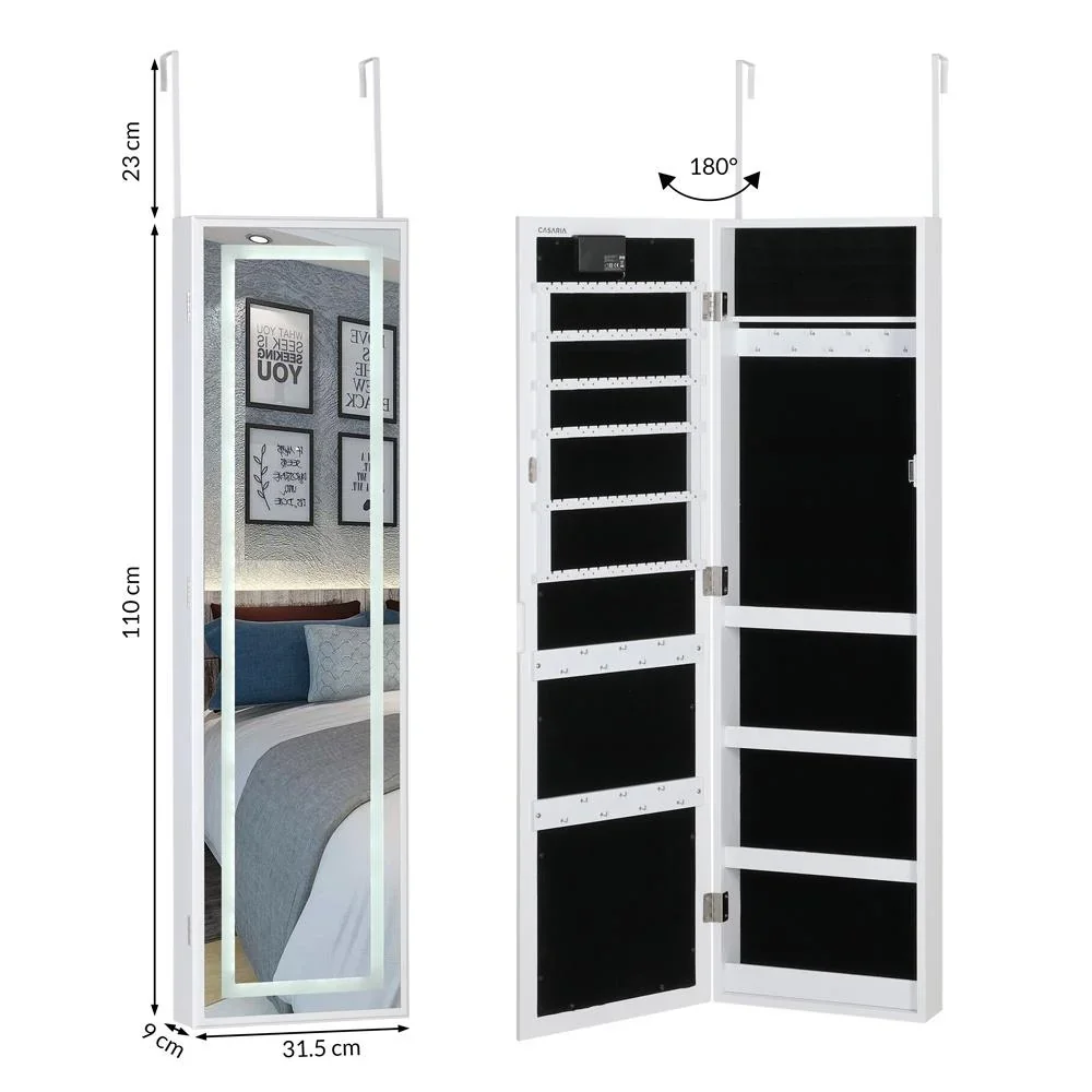 LED-Schmuckschrank weiß 31,5x9x110cm hängend - 1