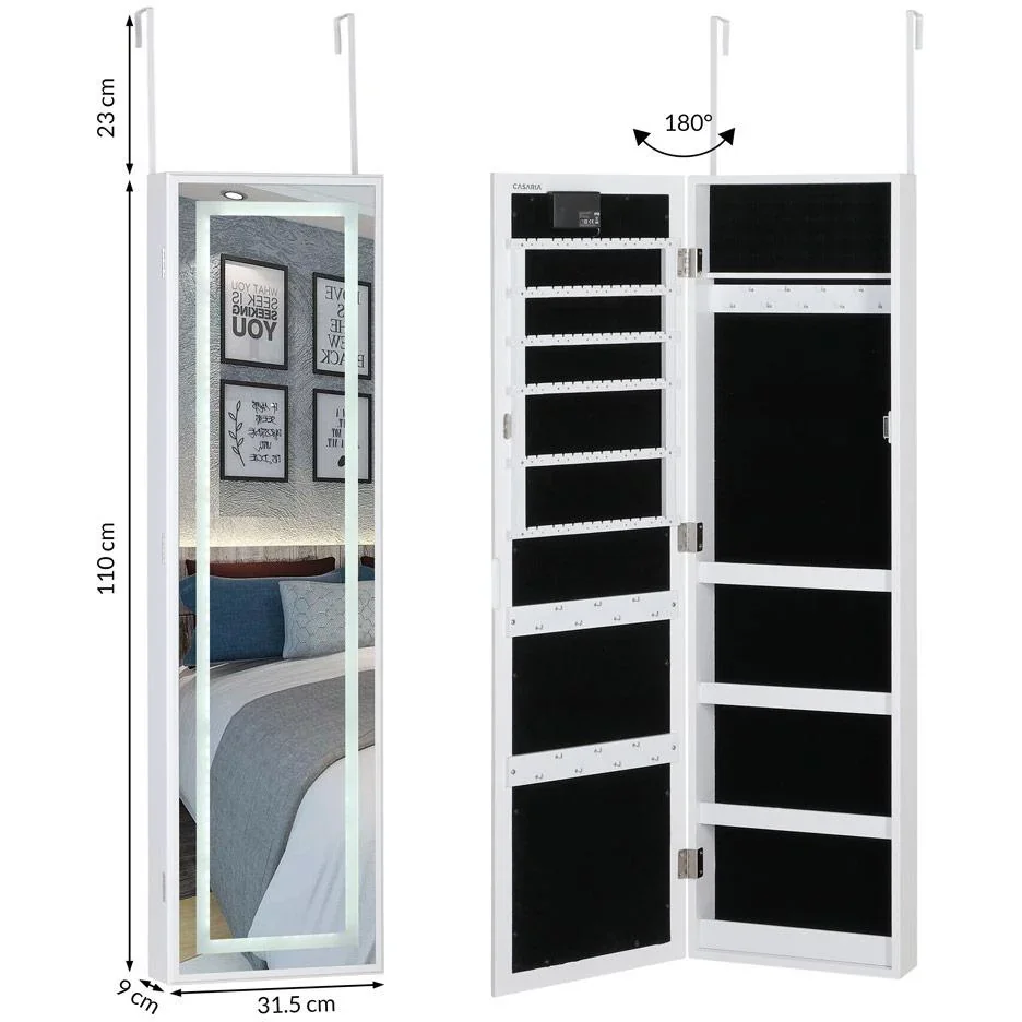 LED-Schmuckschrank weiß 31,5x9x110cm hängend - 3