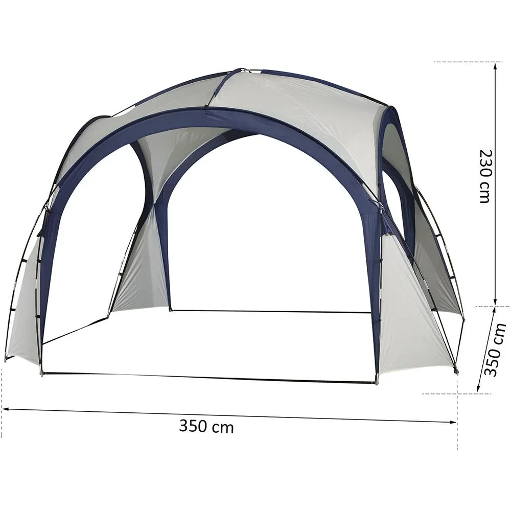 Pavillon Garten Partyzelt Festzelt Gartenzelt wetterfest Glasfaserstange+Polyester Cremeweiß + Blau 3,5x3,5x2,3m - 7