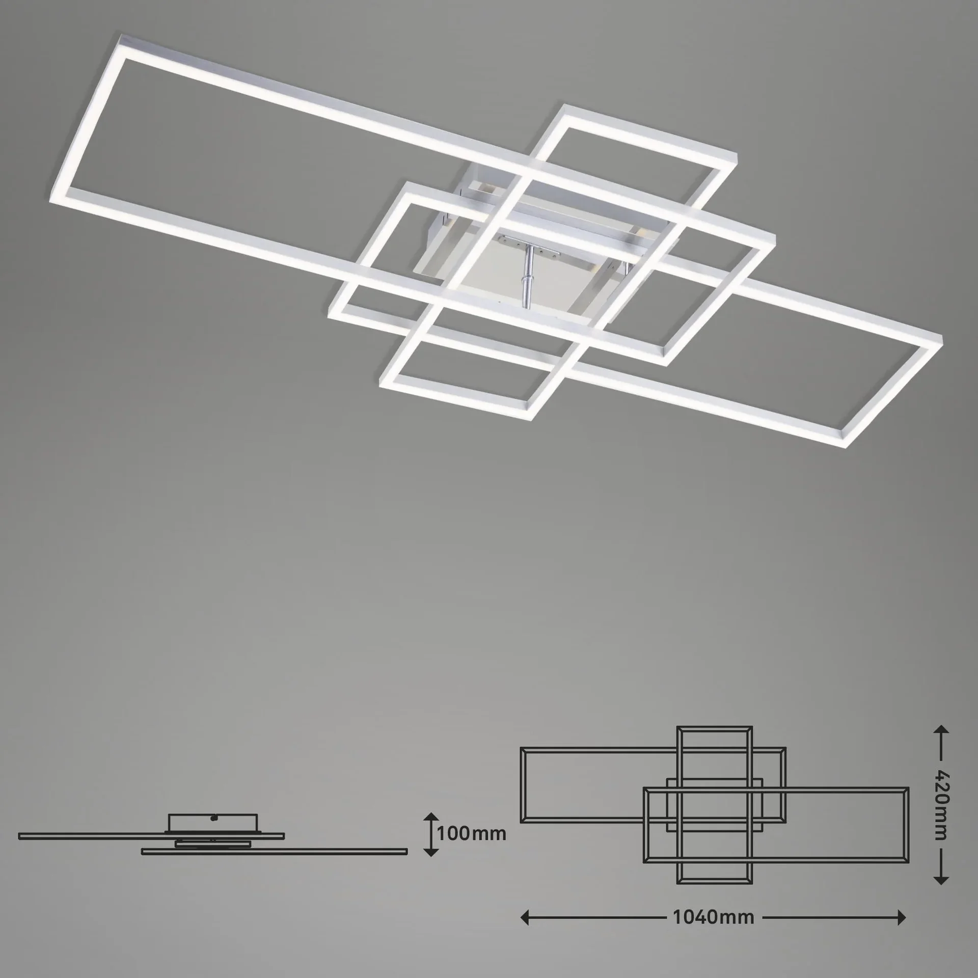 LED Wand- und Deckenleuchte, 104 cm, CCT, 5500 Lumen, 55 Watt, Alu-Chrom - 2