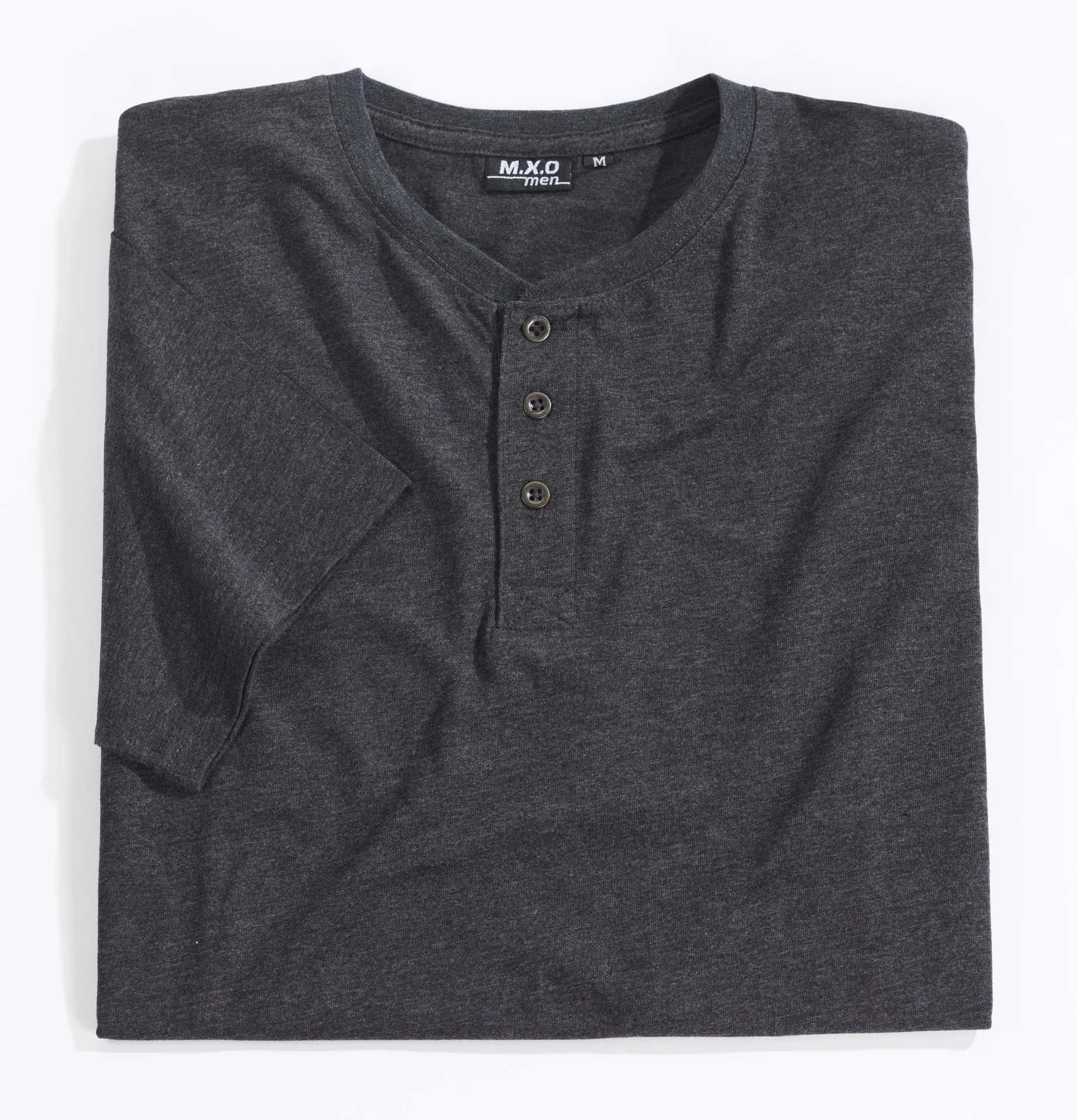 T-Shirt mit Knopfleiste, Farbe grau/melange, Gr.L - 0