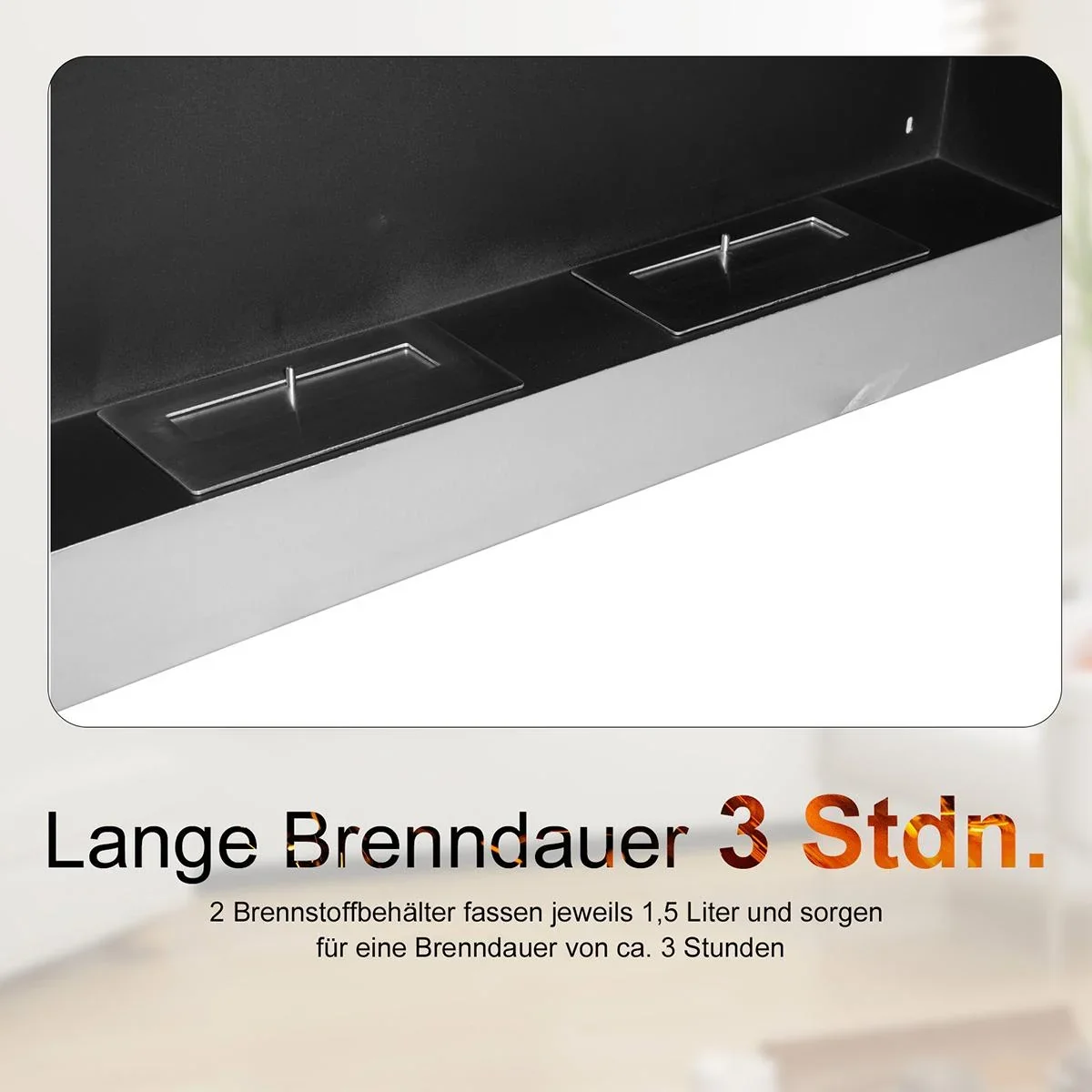 Wandkamin mit 2 Brennstoffbehältern silber - 5