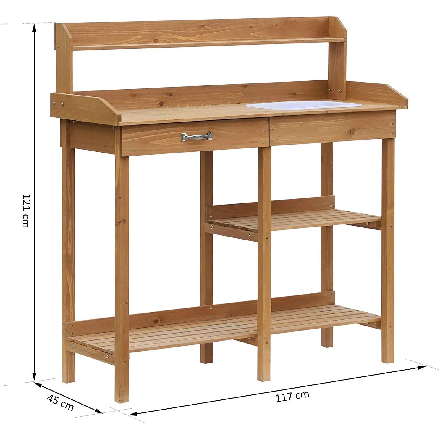 Pflanztisch mit Wanne Tannenholz H112cm Natur - 4